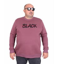 Starbattal Erkek Büyük Beden Sıfır Yaka 3ip Sweat Black 24202 Eflatun