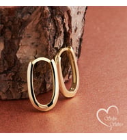 OVAL MODEL SADE HALKA KÜPE GOLD RENK 925 AYAR GÜMÜŞ KÜPE