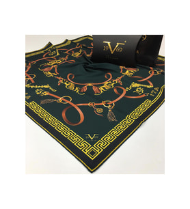 Kemer Püsküllü Desen Black Seri Twill Eşarp Eşarp Askısı ile Birlikte 90x90 cm H