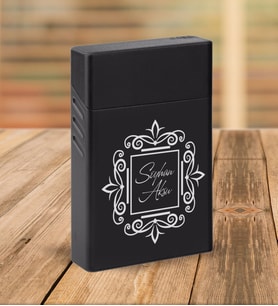 BK Gift Kişiye Özel Siyah Slim Boy Metal Sigara Kutusu-1
