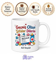 Geçmiş Olsun Şifalar Dilerim İlaç Kutusu Esprili Hediye Kupa Bardak