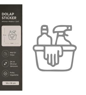 Temizlik Malzemeleri Mat Gri Dekoratif Folyo Sticker 14x14 cm