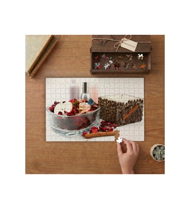 Kuru Yapraklar ve Kahve Çekirdeklerinden Mum Tasarımı 240 parça Ahşap Puzzle Ahşap Kutuda MP01973