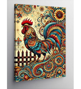 Kanvas Tablo Renkli Horoz Deseni