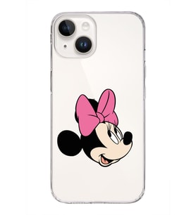 Apple iPhone 14 Plus Uyumlu Kapak Minnie Mouse Tasarımlı Şeffaf Silikon Kılıf