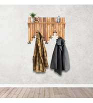 Ahşap Duvar Ve Kapı Askısı Elbise Askılık Raflı Piyano Model 9 Askılı 50x69x9 cm