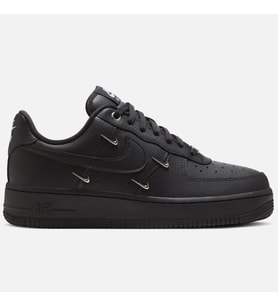Nike Air Force 1 '07 LX ''Metallic Swooshes'' Leather Sneaker Hakiki Deri Kadın Günlük Spor Ayakkabı Siyah