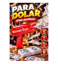 Super Money Gun Kırmızı ABS Para Saçma Tabancası 100 Adet Dolar Baskılı Kağıt ile