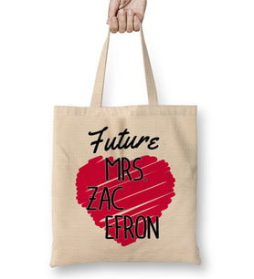 Future Mrs Zac Efron Love Heart Bez Çanta Uzun Saplı