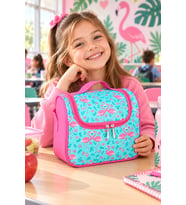 Flamingo Beslenme Çantası Çocuk Okul Yemek Çantası Günlük Kullanım Yeşil Pembe 24x22x14 cm