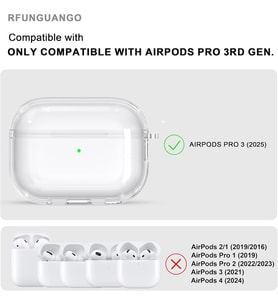 Lexroo Soft Yumuşak Şeffaf Esnek Silikon Airpods Pro 3 ile uyumlu Kulaklık Kılıfı ve Karabina