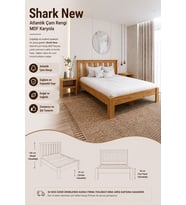 Shark New Çift Kişilik MDF Karyola ve 2 Komodinli Set