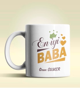 Kişiye Özel En İyi Baba Tasarımlı Beyaz Kupa Bardak