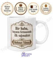 Vintage Baba Yazılı Eski Stil Kupa Bardak Babalar Günü Hediyesi Özel Tasarım