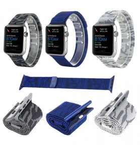 Ally Apple Watch 7-8 45mm 6-5-4 44mm Kayış Kordon Metal Milano Loop Kamuflaj 3-2-1 42mm (Mavi)