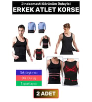 Özel Üretim Jinekomasti Dik Duruş Toparlayıcı Göbek Sıkılaştırıcı Elastik Erkek Atlet Korse 2 Adet (Siyah)