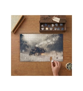 Dağın Ortasındaki Ev Tasarımı 240 parça Ahşap Puzzle Ahşap Kutuda MP04029