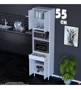 Eliusta Bengi 55 cm Organizer Fırın Dolabı - Kahve Makinası Mutfak Robotu Standı Çok Amaçlı 55x226x32 cm