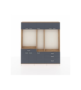 Arges Gardrop 8 Raflı 4 Çekmeceli 3 Askılı 220x30x243 Çam-Antrasit