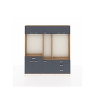 Arges Gardrop 8 Raflı 4 Çekmeceli 3 Askılı 220x30x243 Çam-Antrasit