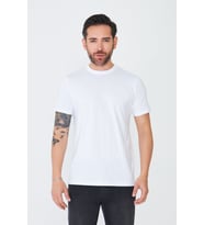 Beyaz Bisiklet Yaka Basic Erkek Tişört