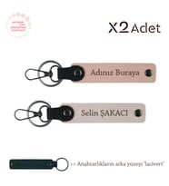 Kurumsal Çalışanlara Jest, İsim & Soyisim Yazılı 2’li Anahtarlık Seti, Yavru Ağzı-Pudra-Lacivert