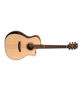 Cort GA-PF BEVEL NAT Grand Auditorium Elektro Akustik Gitar (Profesyonel)  Masif Ladin Kapak, Pau Ferro Arka ve Yanlar, Ergonomik Gövde Tasarımı ve Fishman Elektronik