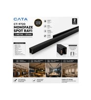 Cata CT-9720 Monofaze Ray Sistemi 1 Metre Siyah Spot Rayı Dekoratif Tavan Aydınlatma
