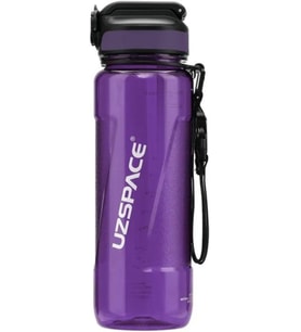 850ml Pipetli Ölçü Skalalı Şeffaf Gövde Tritan Su Matarası (Mor)