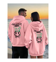 Sevgili Çift Kombini 2’li True Happiness Baskılı Unisex Sweatshirt – Renkli Street Tarz (Pembe)