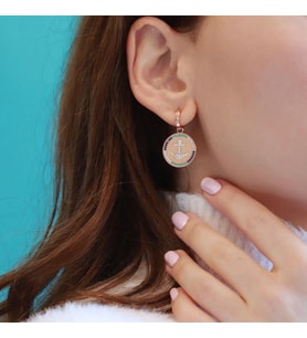 Denizci Çapası Zirkon Taşlı Rose Gold Kaplama Gümüş Küpe