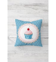 Cupcake Modern Çift Taraflı Baskılı Gizli Fermuarlı Yastık Kılıfı Kırlent Koltuk Yastık Kılıfı (Mavi)