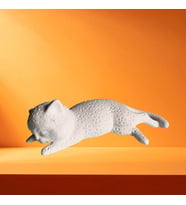 Dekoratif Kedi Obje, Taş Tozu Ham Beyaz El Yapımı, Ev Dekoru, Masa Dekoru, Biblo