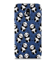 Samsung Galaxy J7 Pro Uyumlu Lansman Kılıf Panda Tasarımlı İçi Kadife Kapak-Lacivert (Şeffaf)