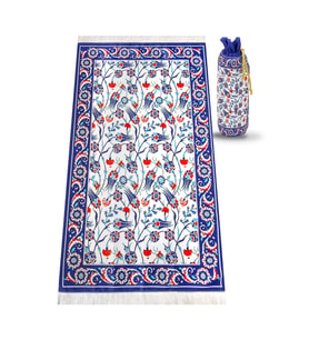 Kadife İpek Dokulu Keseli Lale Desenli Seccade - 62x110 cm, Pratik ve Taşınabilir - IPK02 (Çok Renkli)
