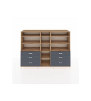 Hyperion Dolap 10 Raflı 6 Çekmeceli  220x44x163 Çam-Çam/Antrasit