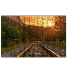 Cakapuzzle Günbatımında Parlayan Raylar  Puzzle Yapboz MDF (Ahşap) (120 Parça)