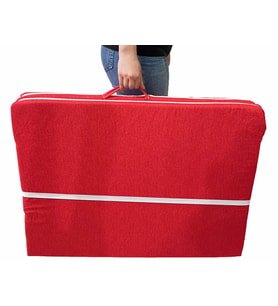 Katlanır Yatak Yer Yatağı Sünger Yatak Tek Kişilik 80x180 KIRMIZI KIRÇILLI
