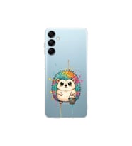 Samsung Galaxy M15 ile Uyumlu Splash Kirpi Tasarımlı Şeffaf Silikon Kılıf
