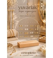 Ahşap Yuvarlak Şeffaf Takı Organizer, Şık ve Fonksiyonel Tasarım