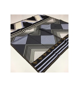 Geometrik Desen Black Seri Twill Eşarp Eşarp Askısı ile Birlikte 90x90 cm Siyah 