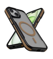 Apple iPhone 13 Uyumlu Kılıf M-safe Şarj Özellikli Renkli Kenar Airbag Şeritli Zore Lamer Kapak (Altın - Krem)