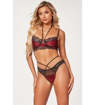 Amora Secret Bordo Dantel İşlemeli Fantezi Sütyen Külot Takımı
