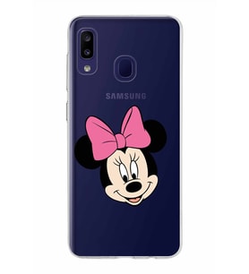 Samsung Galaxy M10s Kapak Minnie Mouse Tasarımlı Şeffaf Silikon Kılıf