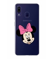 Samsung Galaxy M10s Kapak Minnie Mouse Tasarımlı Şeffaf Silikon Kılıf