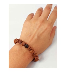 Bronzit Taşlı Rudraksha Tohum Unisex Bileklik 8mm