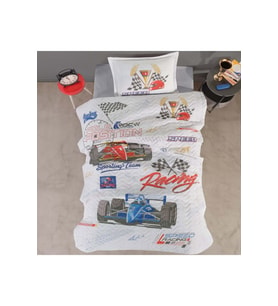 Clasy Ranforce %100 Pamuk Tek Kişilik Dört Mevsim Set Speed Time Gri