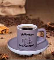 BK Gift Yıkılmadım Dinleniyorum Tasarımlı Mat Gri Renk Türk Kahvesi Fincanı-1, Renkli Türk Kahvesi Fincanı