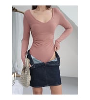 Kadın V Yaka Polyamid Bodysuit