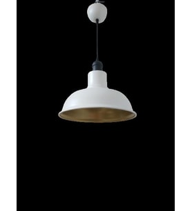 Retro Metal Dekoratif Beyaz İçi Gold Siyah Duylu Tekli Sarkıt Avize Çap:30 cm